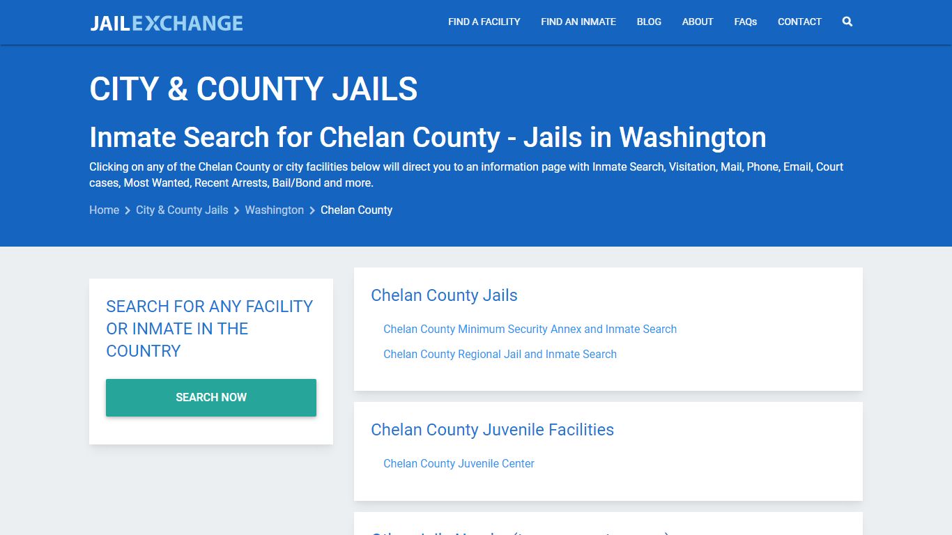 Inmate Search for Chelan County | Jails in Washington - Jail Exchange